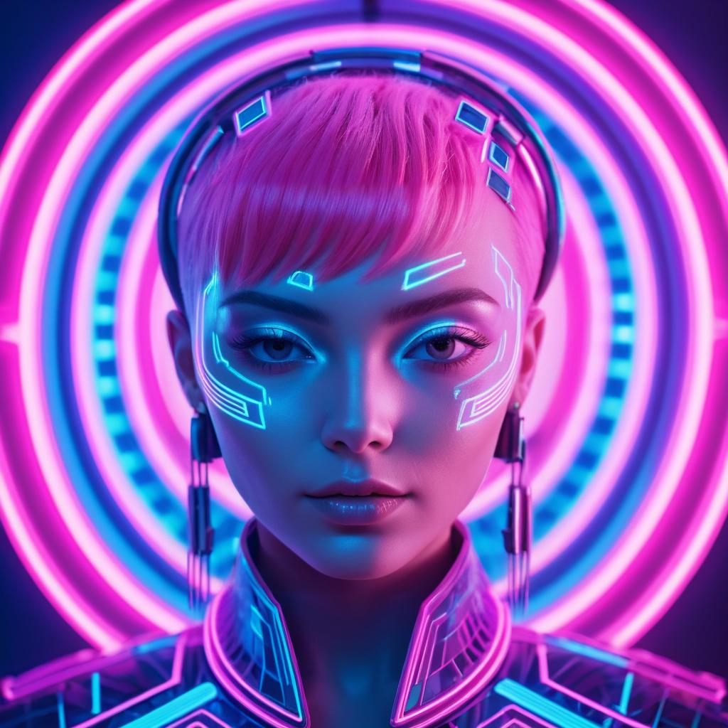 Futuristic Neon Portrait of a Woman