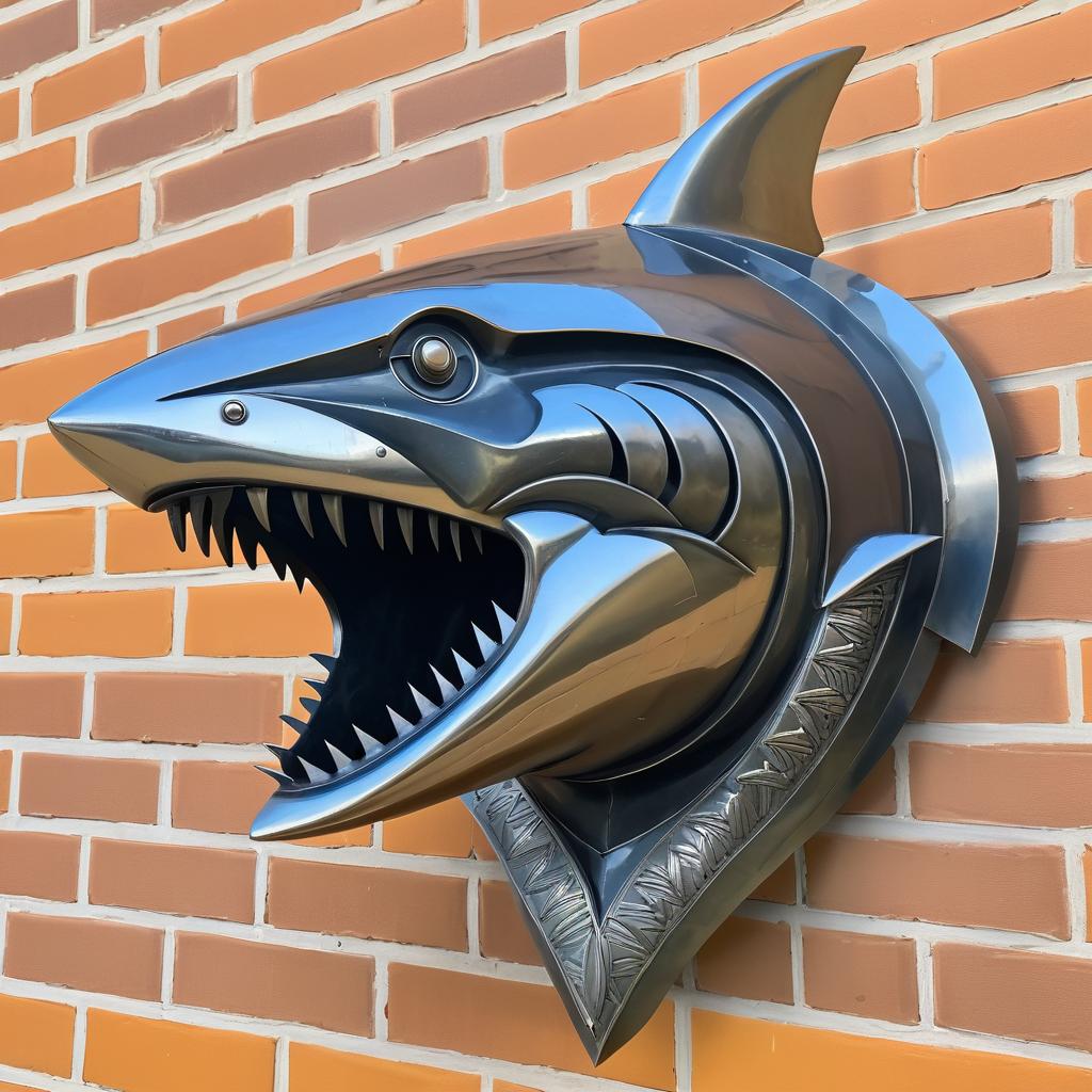 Stylized Art Deco Shark Head Sculpture