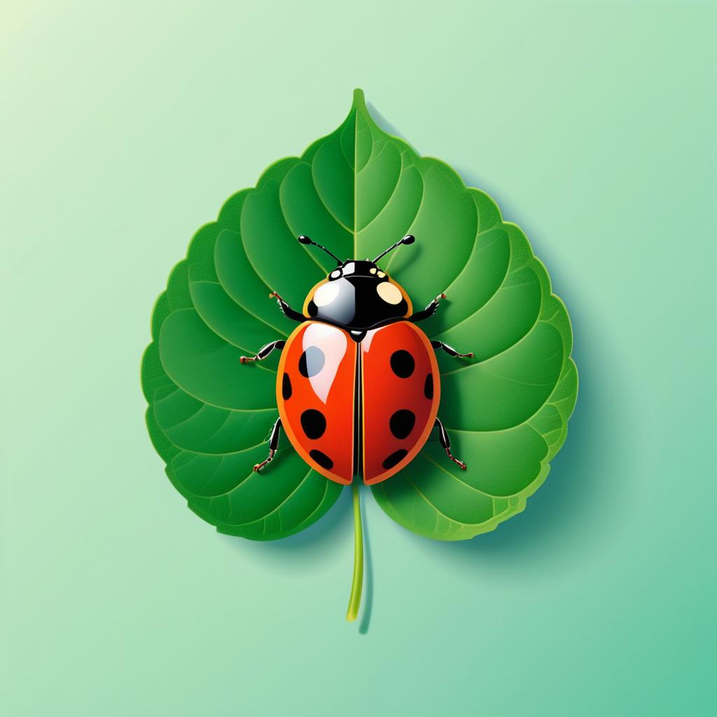 Kawaii Ladybug on Leaf Design