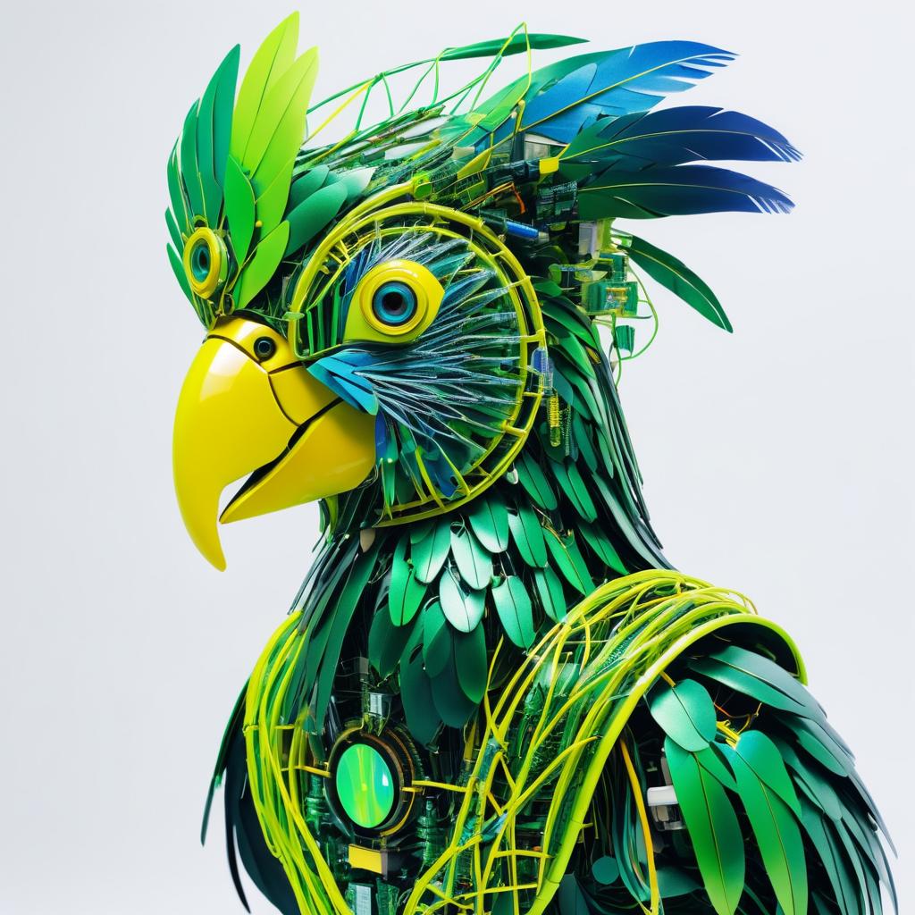 Futuristic Robotic Parrot Portrait