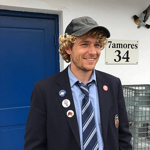 Stylish Man Against Vibrant Backdrop