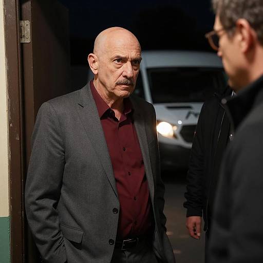 Intense Encounter in Dimly Lit Doorway