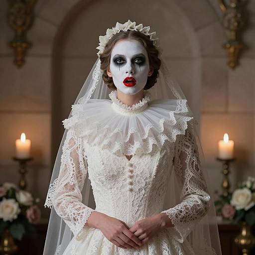 Gothic Elegance: White Lace and Drama