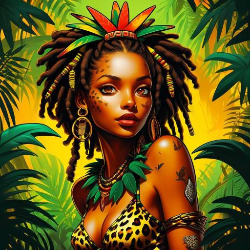 Stylized Rastafarian Jungle Queen Art