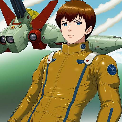 Illustration of Amuro ray, gundam in the style of Toritora