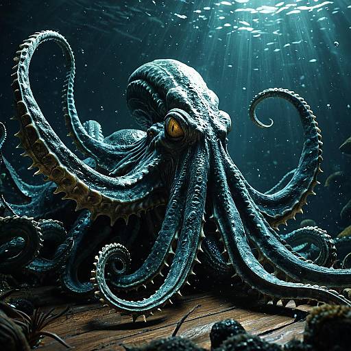 Realistic Kraken Underwater Scene