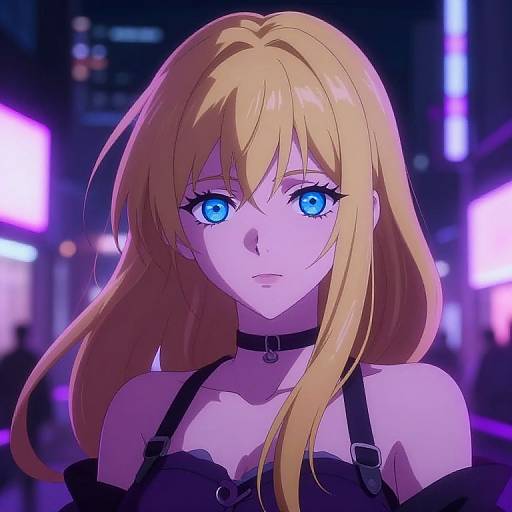 Blonde Vampire Girl Neon Night