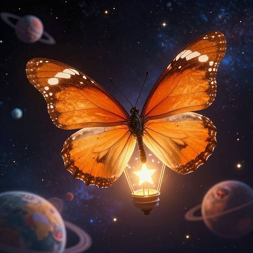 Surreal Cosmic Butterfly Flight