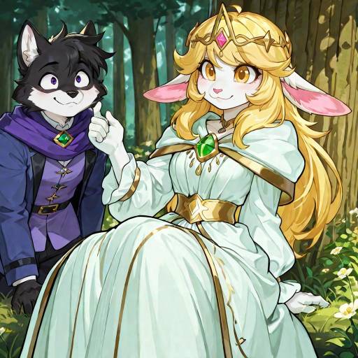 Anthropomorphic Feline Priestess in White Robes
