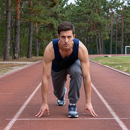 Athletic Man Ready to Run