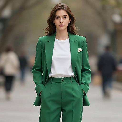 Woman in Green Formal Suit