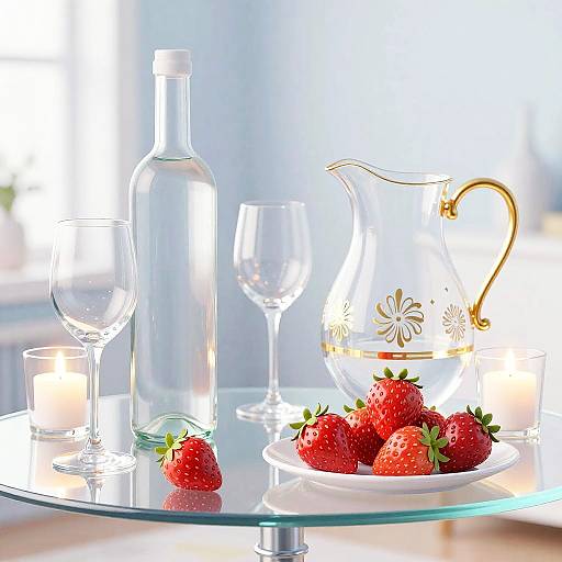 Elegant Glass Table with Strawberries