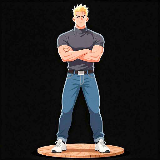 Muscular Blonde Man in Dark Turtleneck