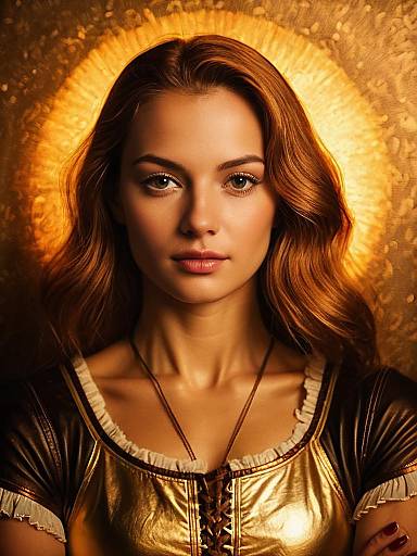 Portrait of Woman with Golden Background