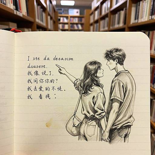 Romantic Bookstore Sketch Moment