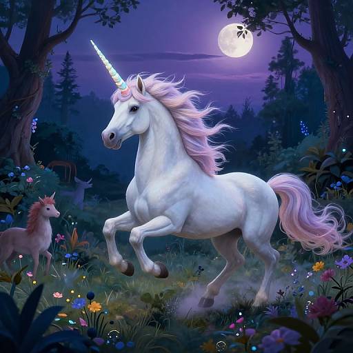 Majestic Unicorn in Mystical Forest