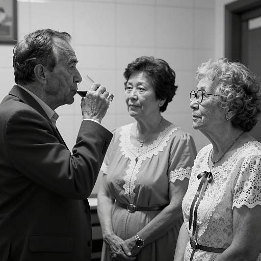 Elderly Trio in Timeless B&W Portrait