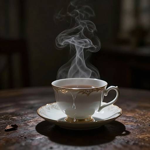 Melancholic Teacup with Whispering Shadows