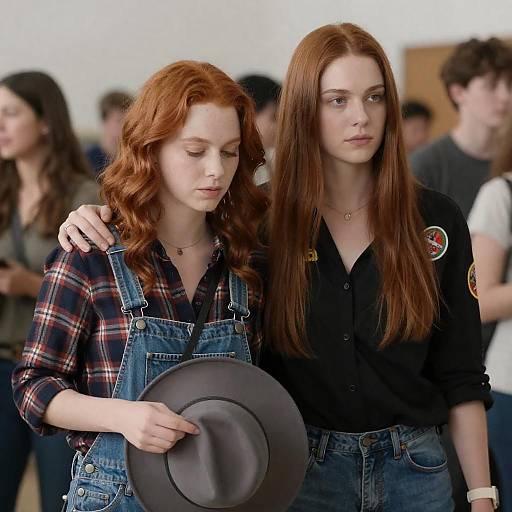 Two Red-Haired Women in a Crowd