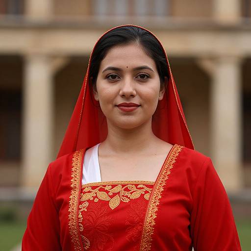Woman in Traditional Red Dress