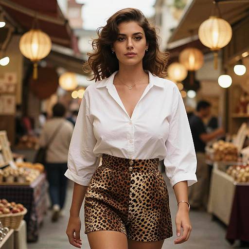 Vintage Woman at Festive Bazaar