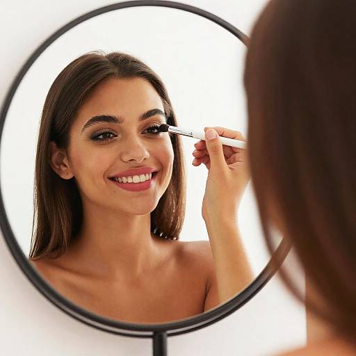 Young Woman Applying Eyeshadow Mirror