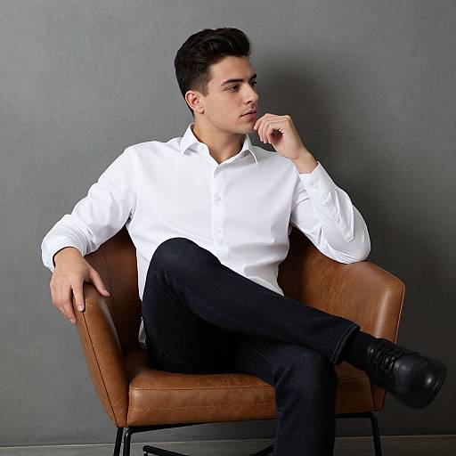 Young Man Relaxed in Modern Chair