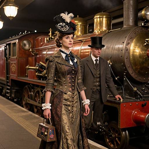 Steampunk Victorian Subway Encounter