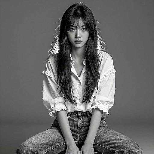 Striking Black and White Portrait of Woman