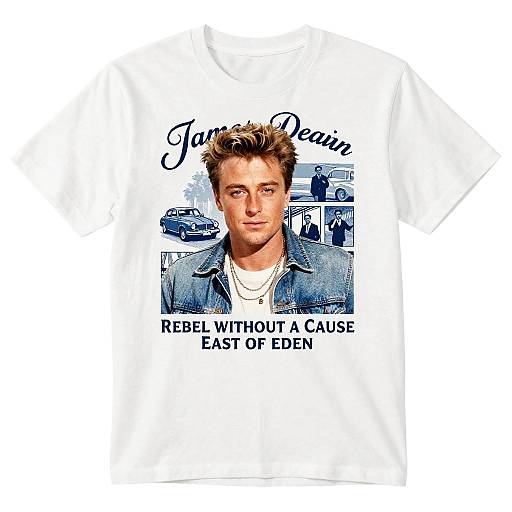 Photograph-style digital illustration of a handsome, blonde, blue-eyed man in a denim jacket, text reading 