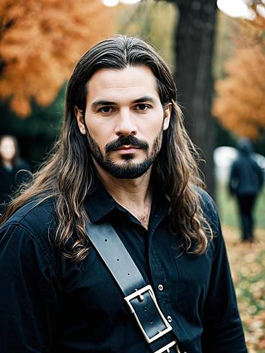 Man with Long Hair and Beard Outdoors
