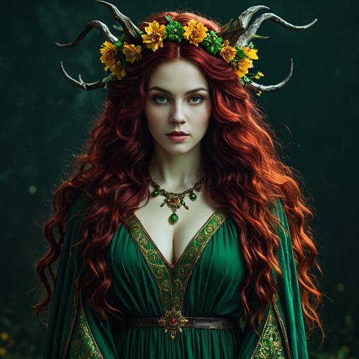 Fantasy Witch Circe with Floral Horns