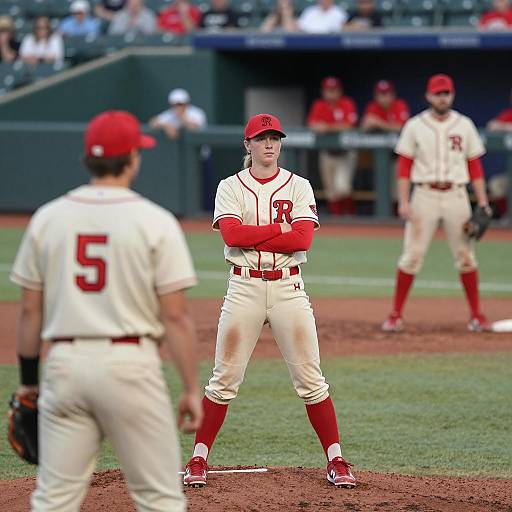 Dynamic Baseball Scene with Female Pitcher