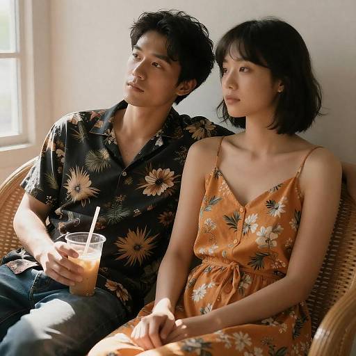 Intimate Indoor Moment with Floral Accents