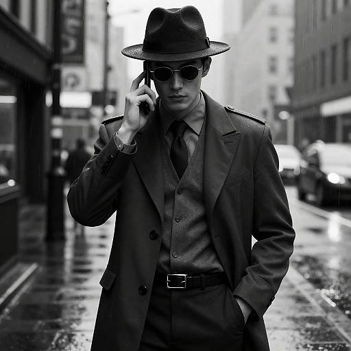 Noir Detective in Rainy City
