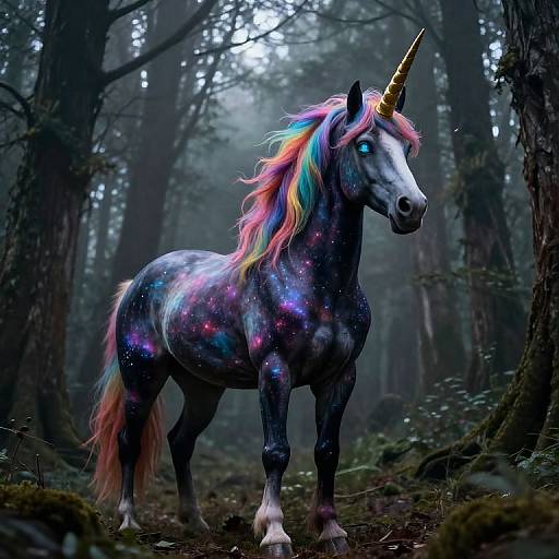 Majestic Unicorn in Enchanted Forest