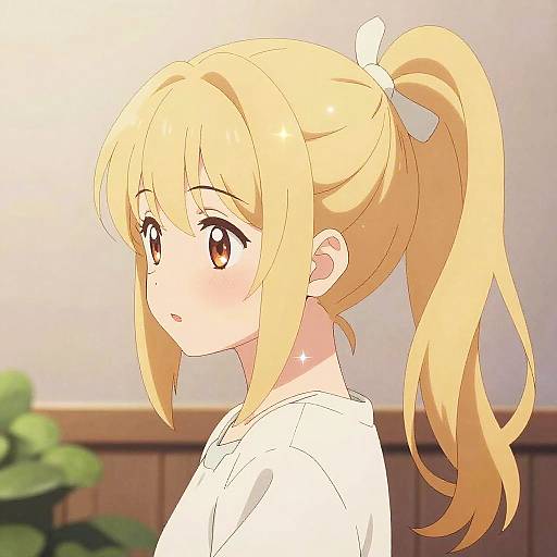 Charming Anime Ponytail with Ribbon