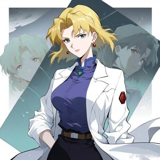 Illustration of Akagi ritsuko, neon genesis evangelion in the style of Bakugadou