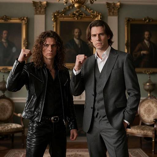 Dramatic Duel in an Ornate Room