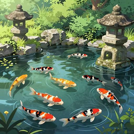 Tranquil Koi Pond Japan Wallpaper