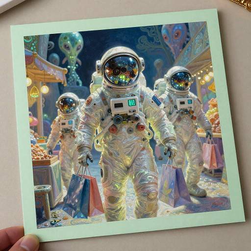 Futuristic Astronauts Exploring Alien Markets