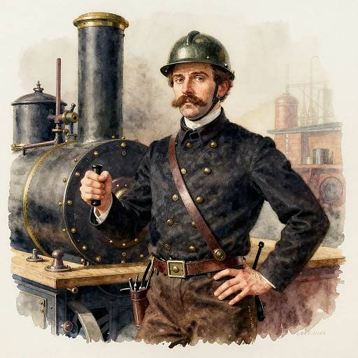 Hyper-Detailed 1800s Steam Engineer