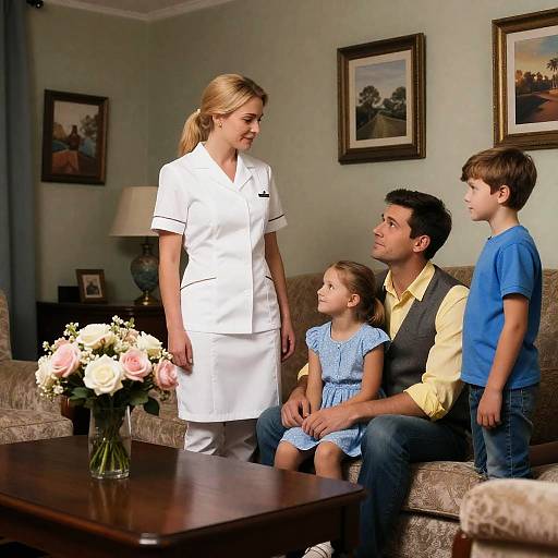 Cozy Family Portrait in Living Room
