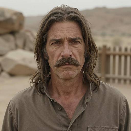Serious Middle-Aged Man in Arid Landscape