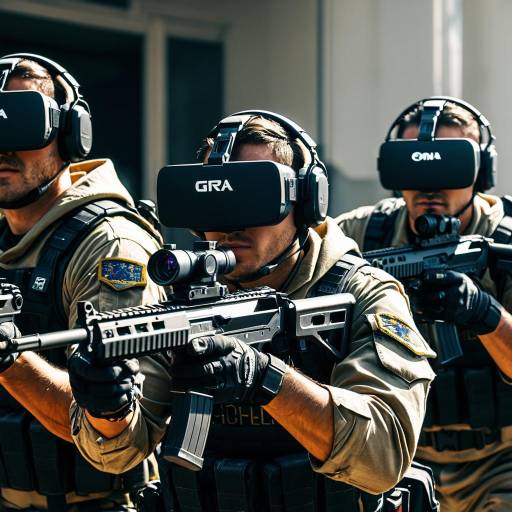 Soldiers Using VR Headsets with Submachine Guns