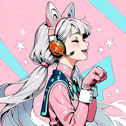 Sunburst Pink Twintail Paw Pose