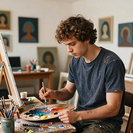 Creative Artist Mixing Paints Freely