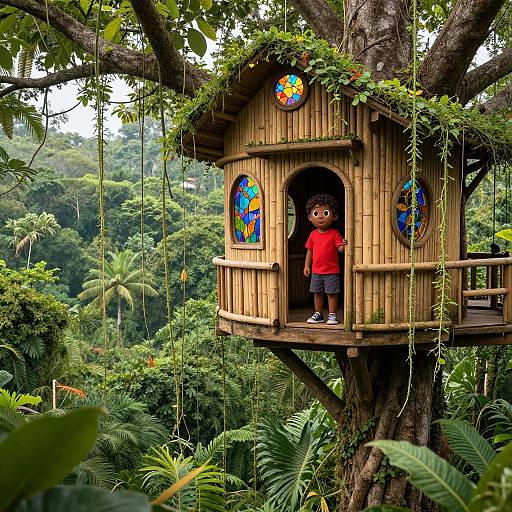 Magical Treehouse in Tropical Rainforest