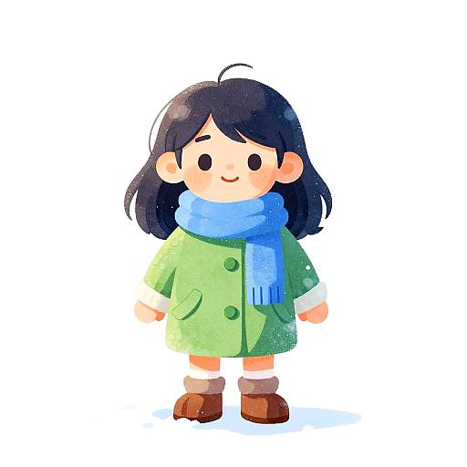 Whimsical Snowy Girl Illustration