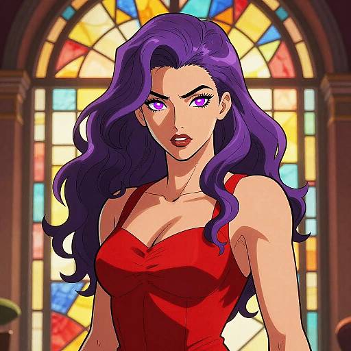 Vibrant Purple-Haired Woman Portrait